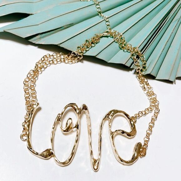 Gold love choker S27 - Picture 3 of 4